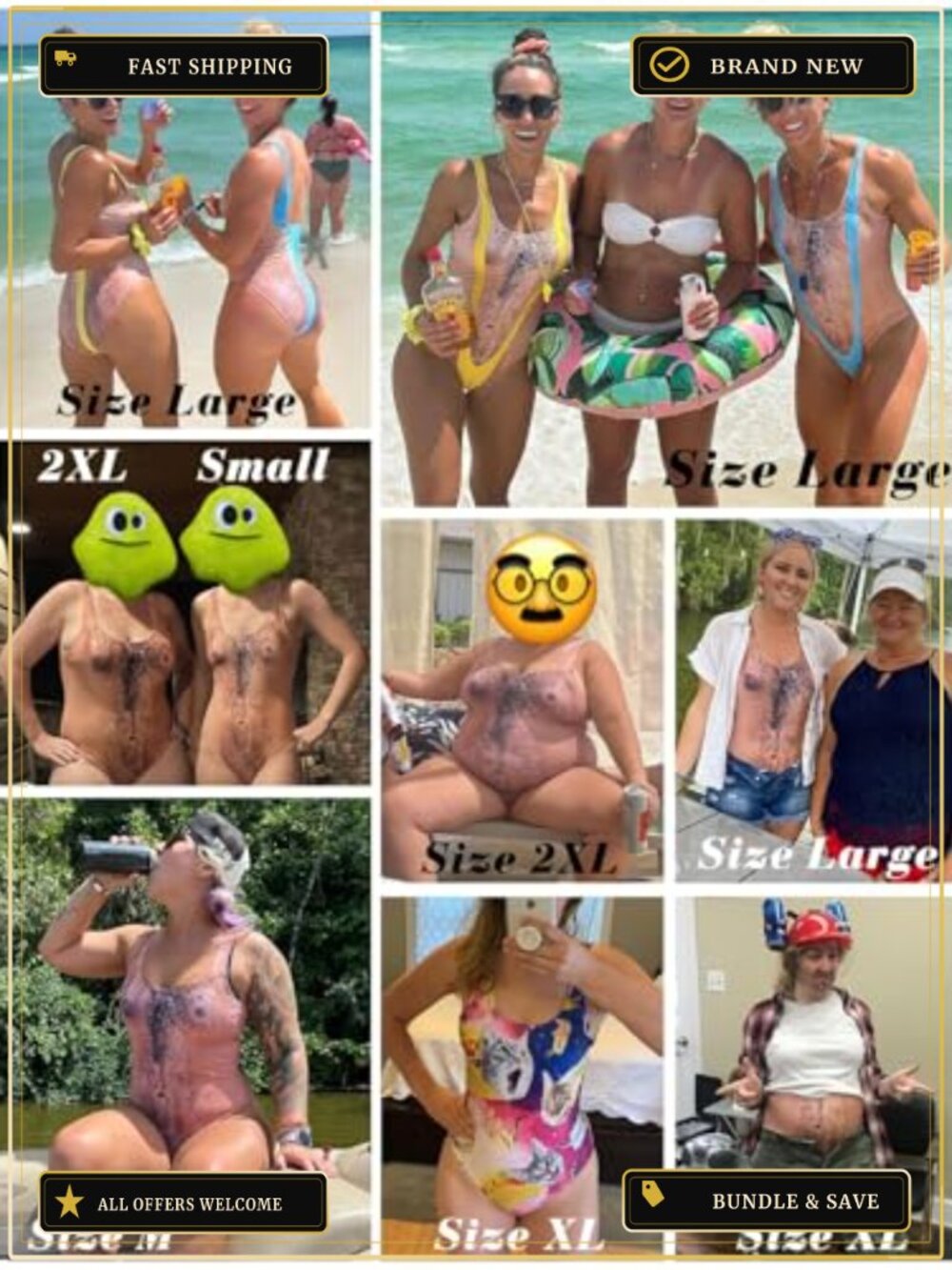 One Piece Swimsuit Funny 3D Hairy Chest Print Bathing Suit - Picture 4 of 6